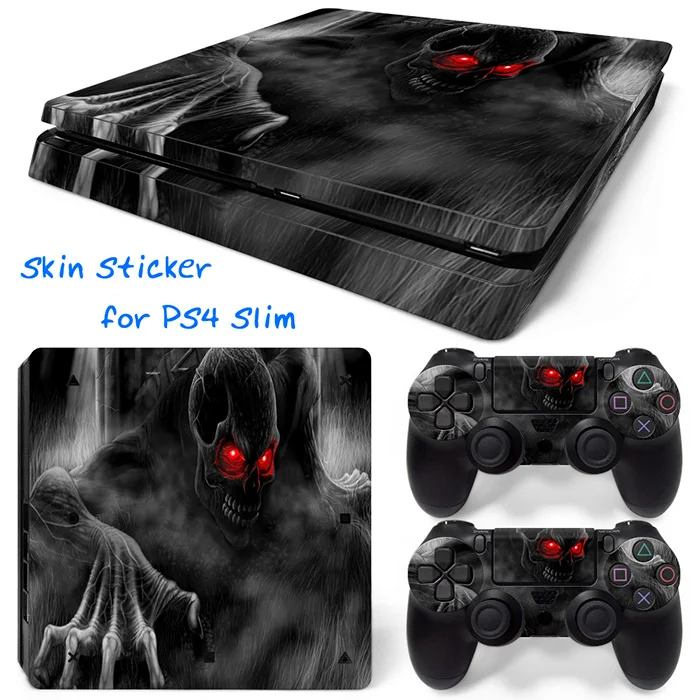 Синий огненный череп ПВХ наклейки покрытие виниловые для PS4 Slim Playstation 4 Бесплатная