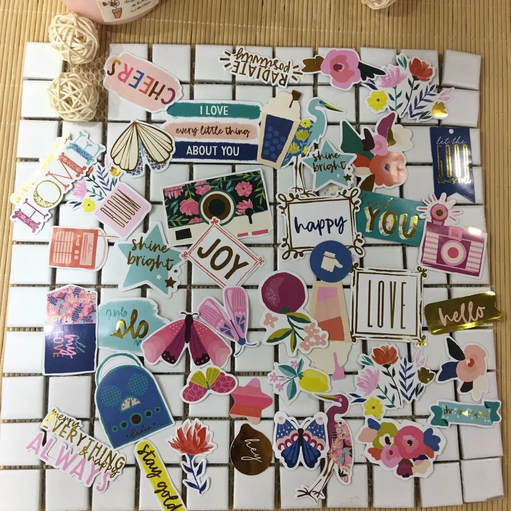 44 шт цветение дома Cardstock высечки наклейки для скрапбукинга счастливый