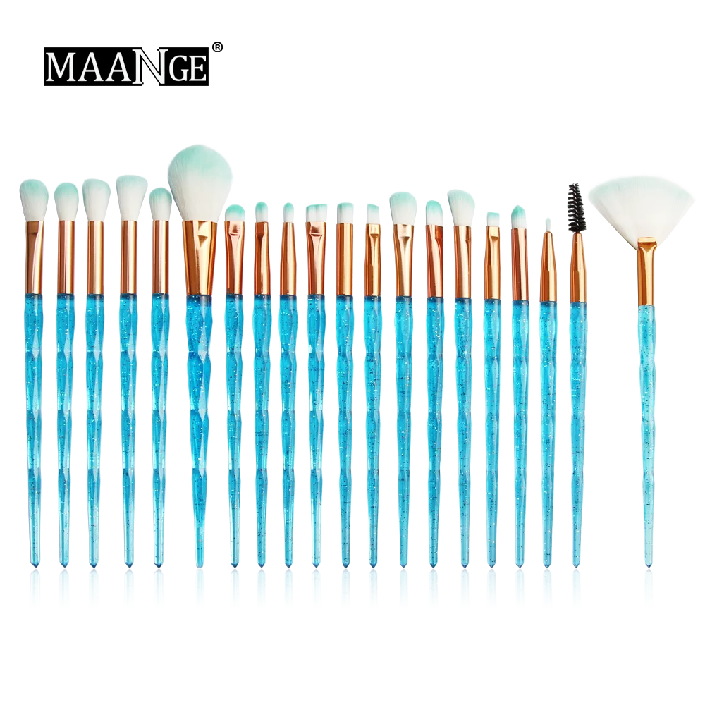 20pcs D 7-20 шт., набор кистей для макияжа с бриллиантами, пудра, Тональная основа, румяна, смешивание теней для век, губ, косметическая Кисть для макияжа, pincel maquiagem - Handle Color: 20pcs D