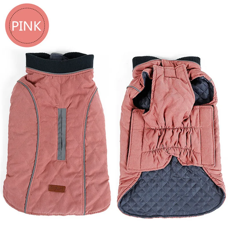 pink XS-3XL Одежда для собак, зимняя куртка для собак, водоотталкивающая Светоотражающая стеганая куртка со стразами для маленьких, средних и больших собак, бульдог, мопс - Цвет: pink
