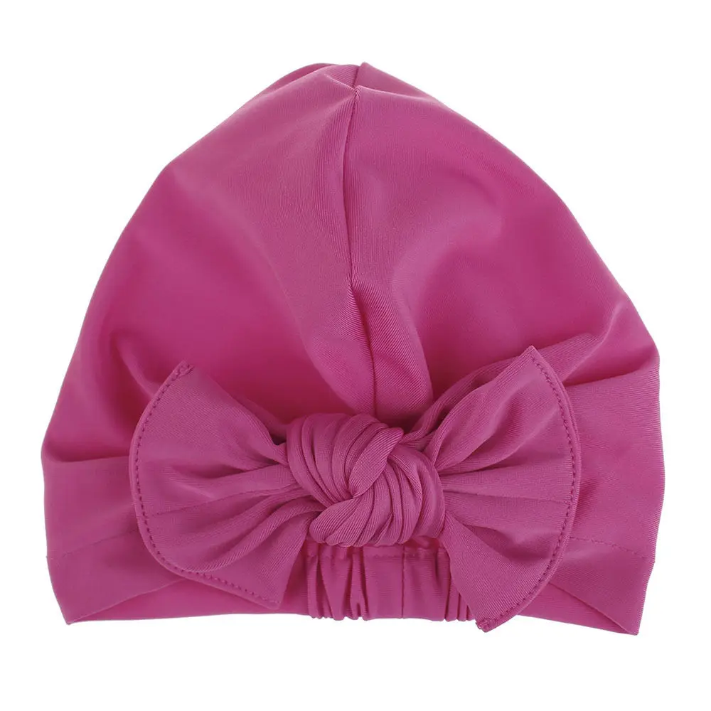 Hot pink Детские Плавание тюрбан шляпа с бантом детские солнцезащитные очки Плавание костюм для девочек пляжное шапочка для новорожденного ручной больница шапки бини шапки детский топ узел шляпа с бантом H015S - Цвет: Hot pink