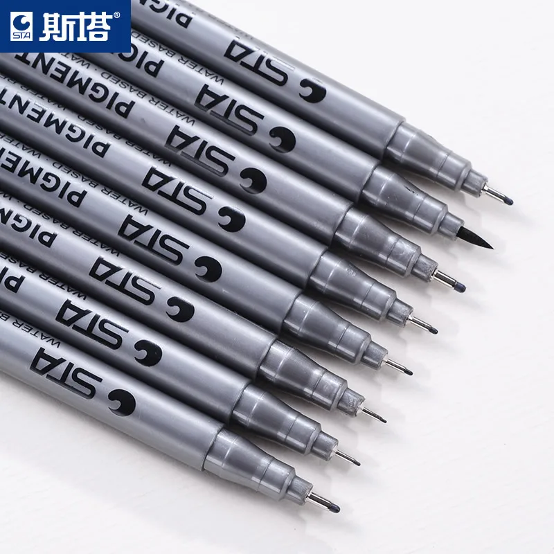 STA 9 шт./компл. Pigma Micron игольчатая ручка Водонепроницаемая устойчивая к выцветанию