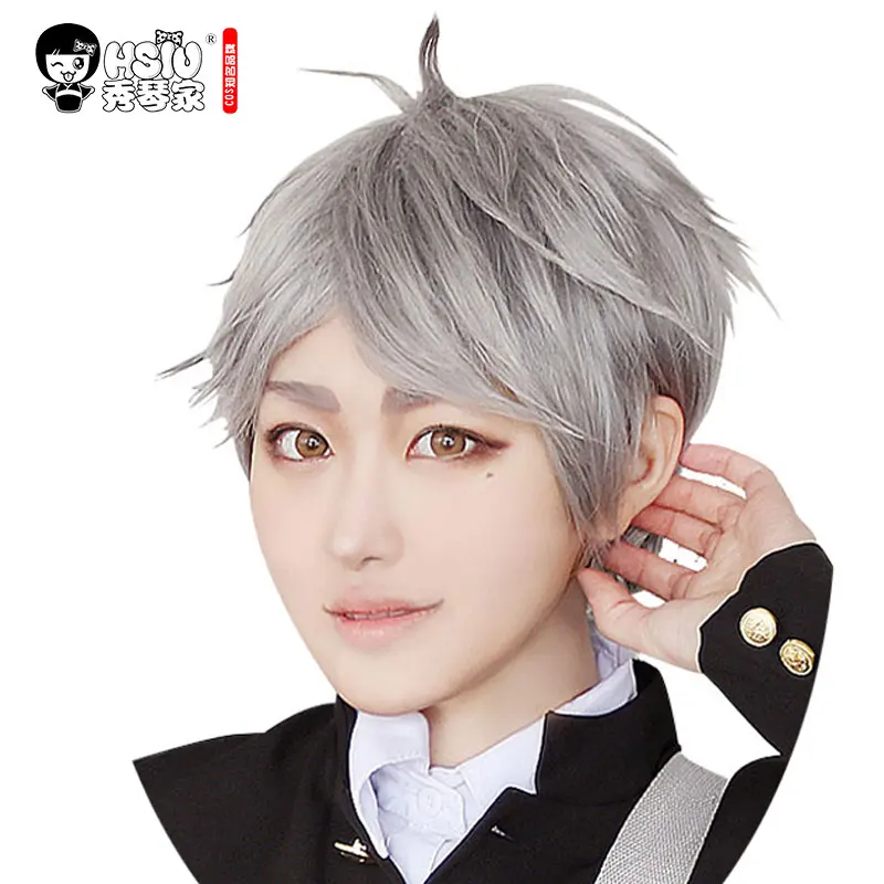 Парик для косплея Sugawara Koushi Haikyuu! Парики костюмов Короткие Серые Хэллоуина