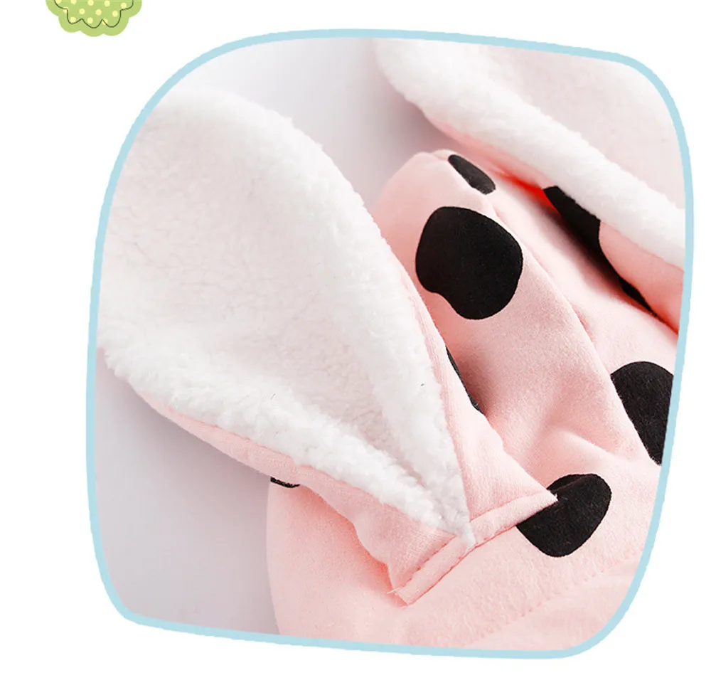

Infant Baby Rompers Cute Cotton Rabbit Bunny Big Ear Romper Jumpsuit Sleepwear Clothes Autumn Winter Zipper Overalls