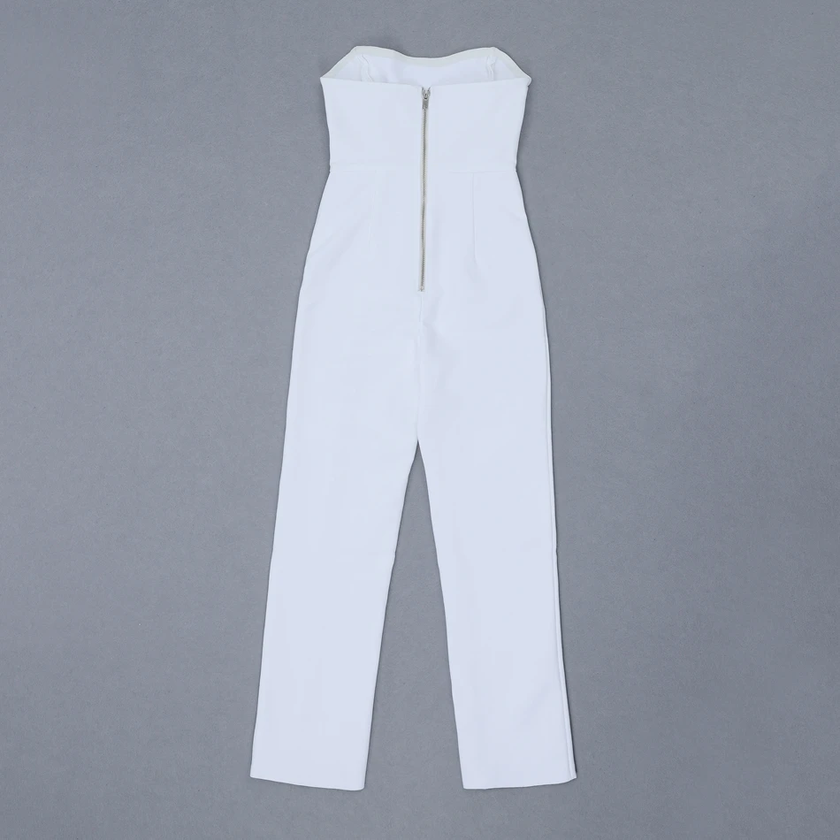 Женский Облегающий комбинезон без рукавов белый в обтяжку с открытой спиной лето