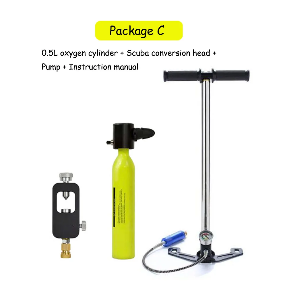Package C Новинка, мини-баллон для дайвинга, Воздушный бак, клапан, респиратор, коробка, оборудование для дайвинга, подводное плавание, подводное дыхание, аксессуары - Цвет: Package C