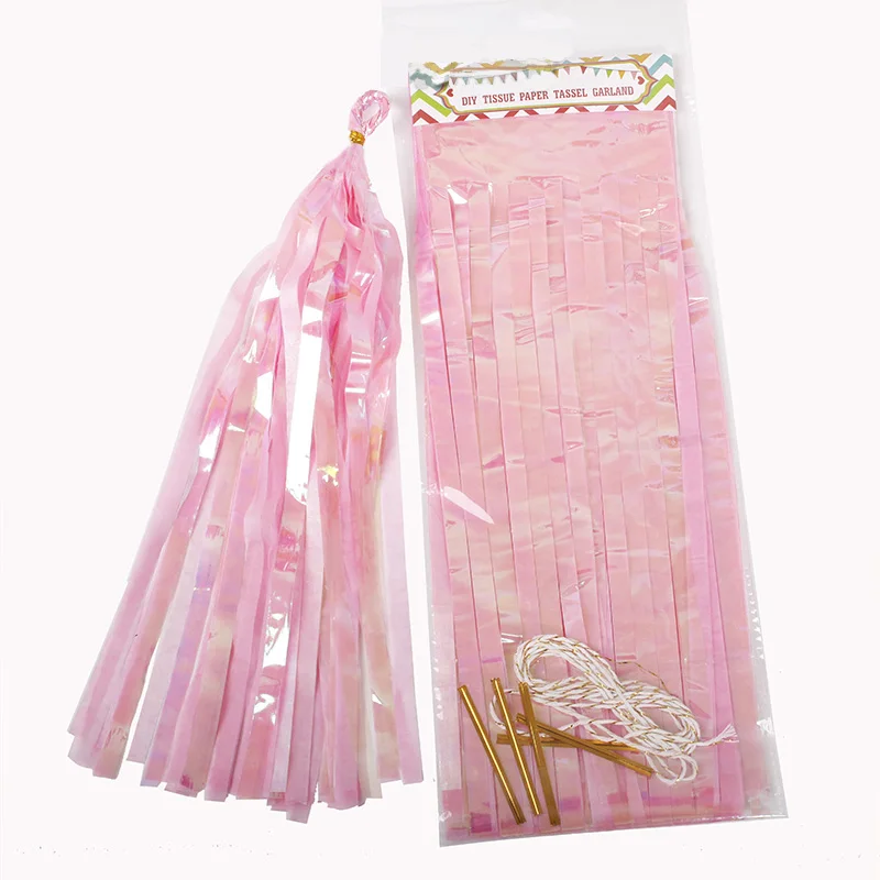 Light Pink Свадебные украшения переливающиеся кисточки гирлянда бумажный баннер для русалки крещение день рождения детский душ украшения Единорог Вечерние - Цвет: Light Pink