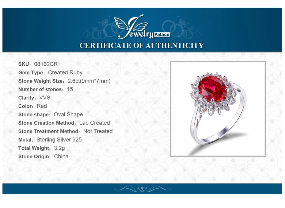Jewelrypalace Принцесса Диана Уильям Кейт Миддлтон 3.2ct красный создания Рубин