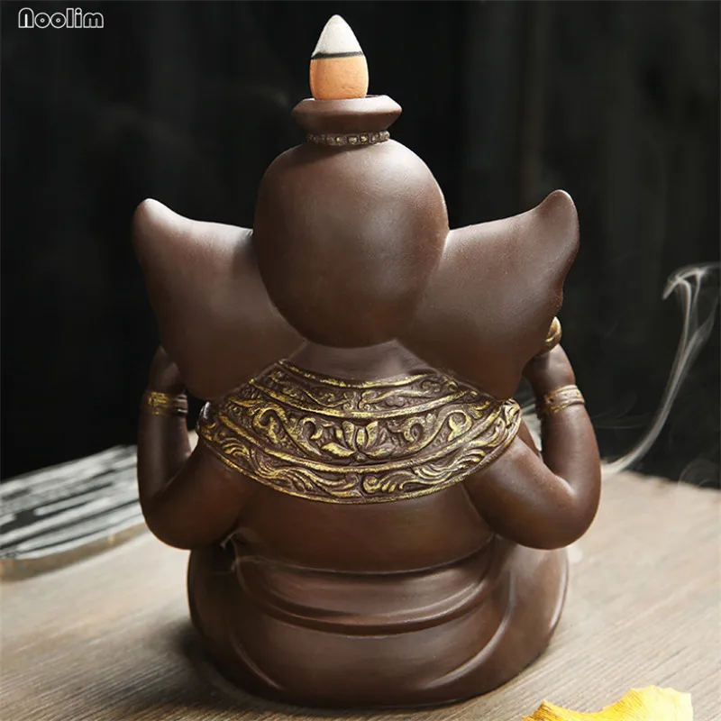 Индийский Бог Ganesha керамический слон курильница для благовоний лампа для ароматерапии держатель Украшения Дома Офиса+ 20 шт пирамидки благовоний