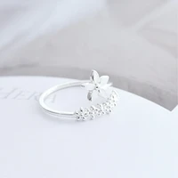 fresh flower 925 sterling silver temperament personality literary fashion gift korea female resizable opening rings