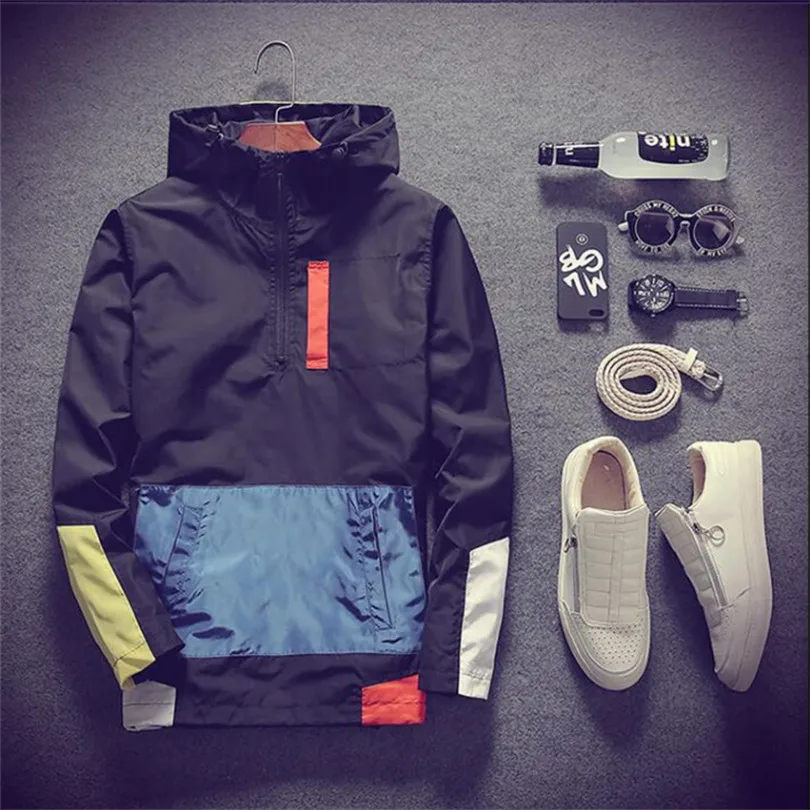 Новинка 2019 года весна куртки для мужчин лоскутное Анорак куртка мода хип хоп плюс