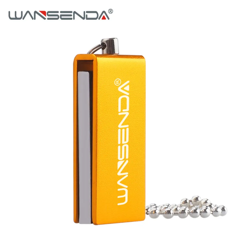 Золотой WANSENDA вращение USB флеш-накопитель водонепроницаемый флеш-накопитель 4 ГБ 8 ГБ 16 ГБ 32 ГБ 64 ГБ USB флешка 2,0 Флешка с цепочкой - Цвет: Золотой