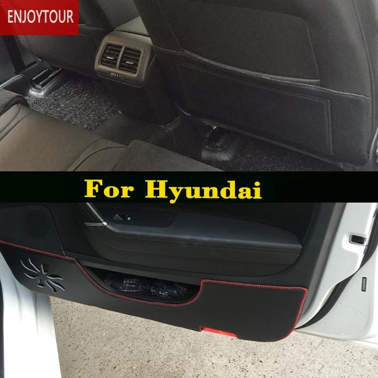 Автомобильные накладки на переднюю дверь сиденья анти-кик коврик для hyundai ELantra/i35 Sonata/i45 Creta/ix25 Tuscon/ix35 Accent Verna Solaris Santa Fe