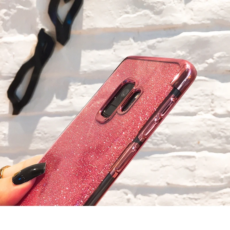 Glitter Soft TPU Plating Case For Samsung Galaxy S9 S8 Plus A6 A8 J4 J6 A5 A7 A9 2018 2017 S6 S7 Edge Note 8 9 Bling Coque |