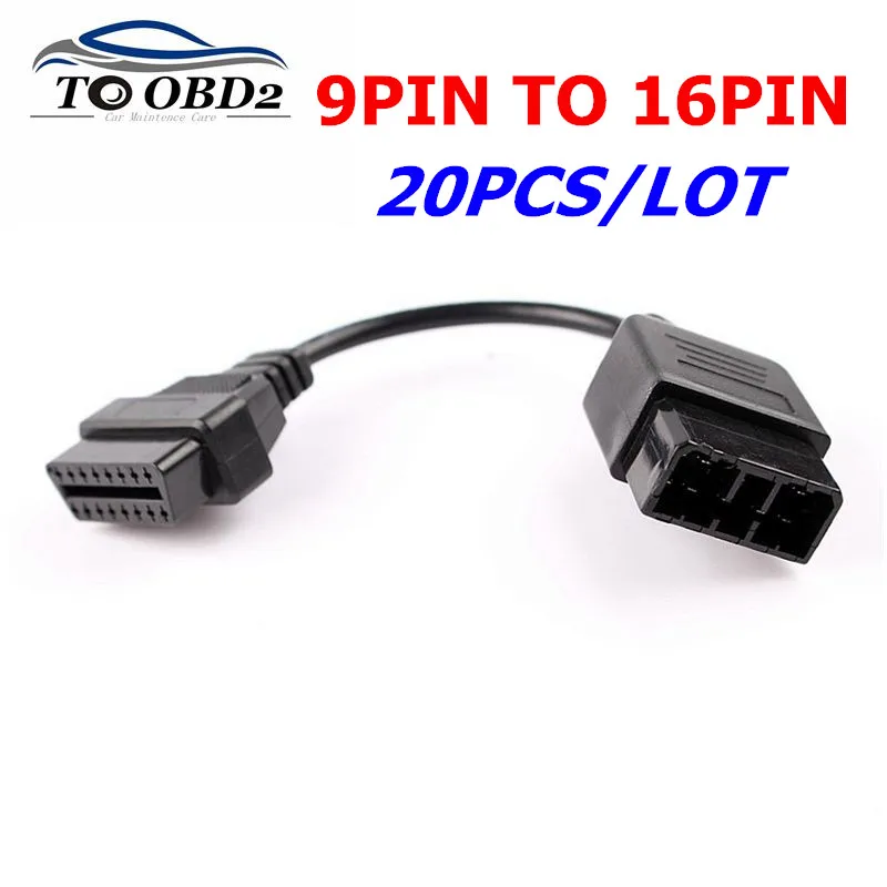 

20pcs/Lot Wholesale Price For Subaru 9Pin to OBD2 16Pin OBD Extension Cable Connector OBD DLC Lead Diagnostic Adapter Cables