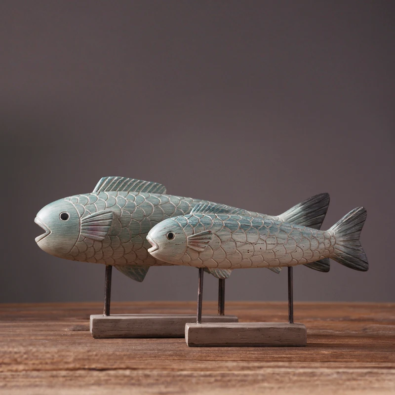 

Nordic home furnishing decoration resin retro fish model American village style luxury hand made home deco craft Festive gifts