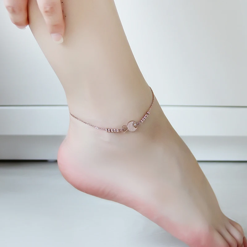 Модный браслет на ногу YUN RUO 2020 из розового золота дизайнерская цепочка с милыми