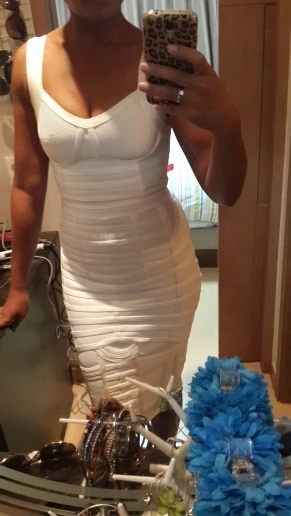 Женское Бандажное платье Ocstrade Элегантное Белое Облегающее до колен из