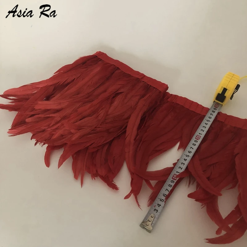 10 Meters Red chicken feather trims 30-35cm christmas decorations for home Rooster tails Feather fringes strips | Дом и сад