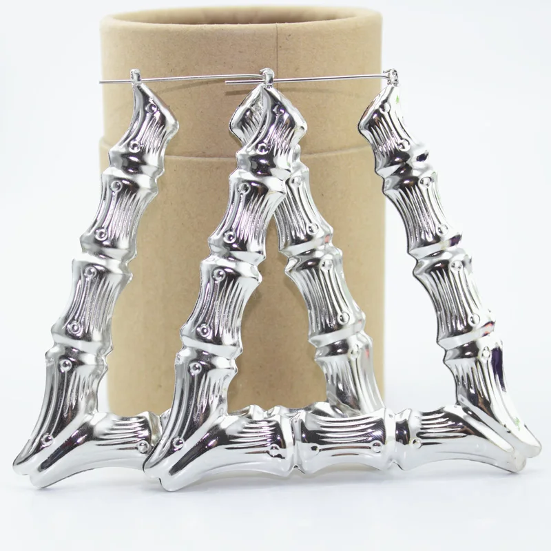 2017 трапециевидные Бамбуковые серьги-кольца блестящие элегантные подарочные