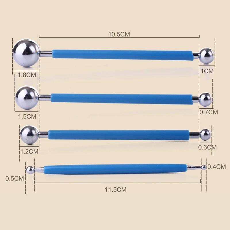 4 шт./лот 3D для цветов из мастики таблетки нержавеющей стали палка глины фимо