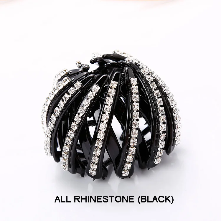 Rhinestone BLACK Трендовые хрустальные жемчужные бутоны, Когти для волос, женские заколки для волос, заколка для волос со стразами, ободок, аксессуары для волос, заколки, шпилька - Цвет: Rhinestone BLACK