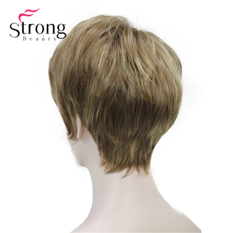 StrongBeauty короткий слоистый блонд лохматый Классический колпачок полный синтетический парик выбор цвета
