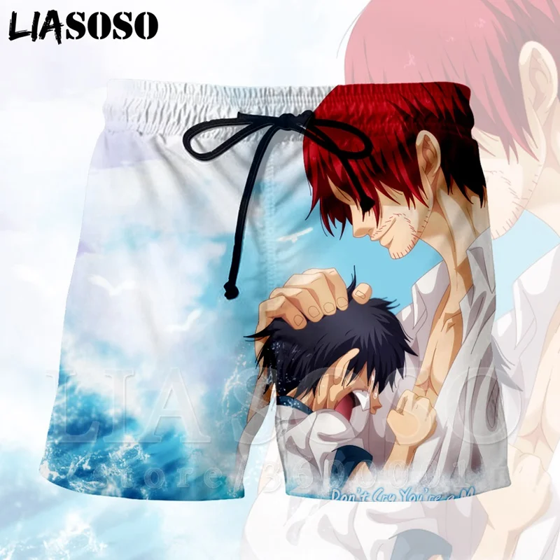 LIASOSO/мужские шорты с 3d принтом японского аниме цельные обезьянкой D Luffy пляжные
