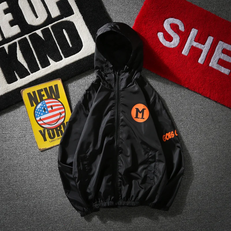 Сафари куртка мужская ветровка с капюшоном ветрозащитная панк уличная тонкая