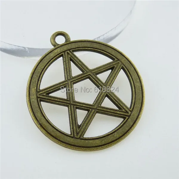 Free shipping (25 pieces/lot) 12702 Round Shield Witch Star Witchcraft Pentagram Pendant Vintage Bronze | Украшения и аксессуары