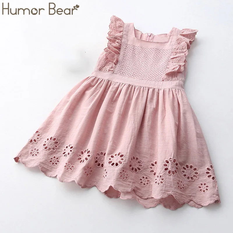 Humor Bear/платье для девочек; Новинка года; Брендовые платья для девочек платье принцессы с кисточками и вырезами детская одежда - Цвет: pink 580