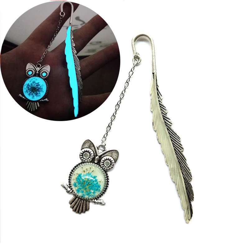 A Silver Светящиеся металлические перья Bookmarks для книг креативные Сова бабочки стрекозы закладки книг учители подарки для школы и офиса - Цвет: A Silver
