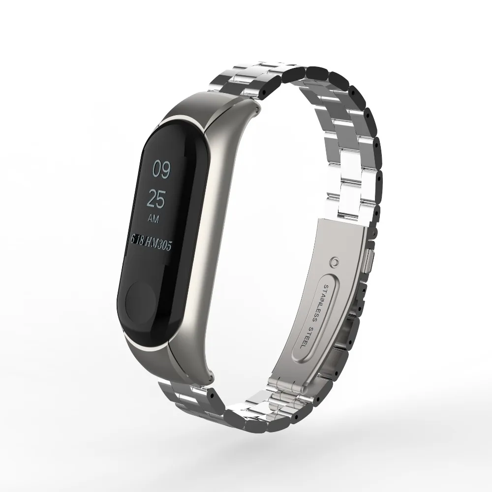 Браслет с цветочным принтом для mi band 3, кожаный металлический ремешок для Xiao mi Band 3, чехол из нержавеющей стали, браслет