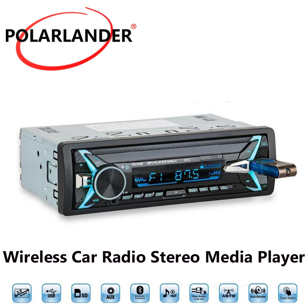 

BT AUX USB 4 Loud Speaker Remote Control Multifunction MP3 WMA TF USB FM 2018 New Bluetooth Wireless Car Radio Stereo 12V