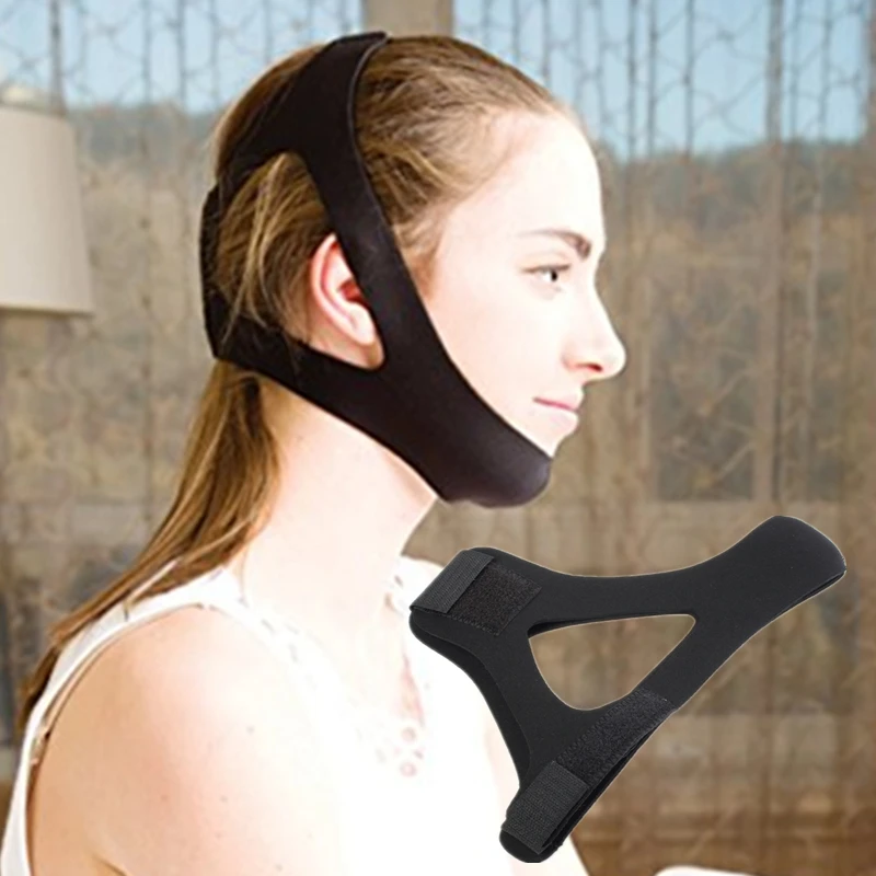 

20pcs/20box Anti Snoring Chin Strap Stop Snoring Jaw Belt Stop Bruxism Chin Support Strap for Health Sleeping Care Black