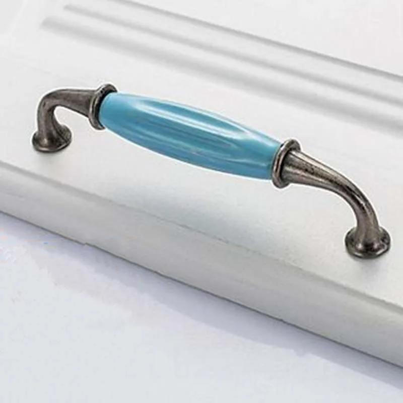 5 &quotсиние ручки для мебели в средиземноморском стиле Синий Античный Серебристый