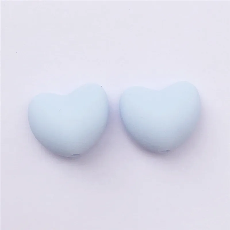 Pastel Blue Chenkai, 50 шт., без бисфенола, силиконовый Прорезыватель в форме сердца, бусины, сделай сам, Детская соска, соска для душа, соска для кормления, ожерелье, сенсорная игрушка, Подарочный аксессуар - Цвет: Pastel Blue