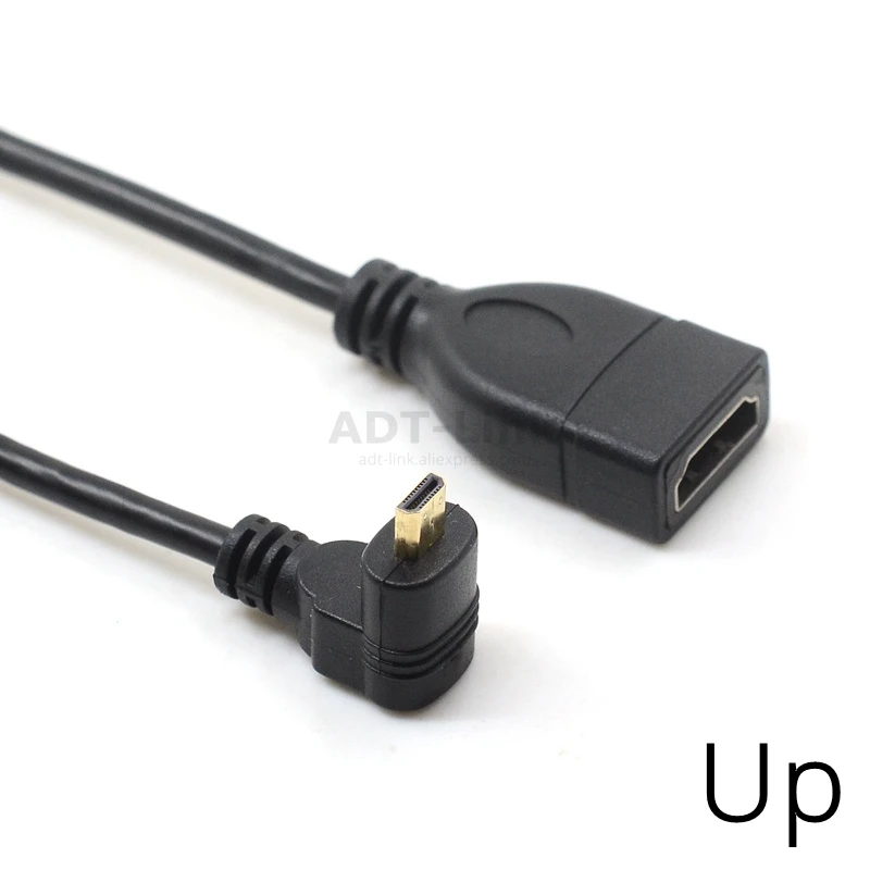 Вверх вниз правый левый Угловой Micro HDMI в фоторазъем 10 см для HDTV Тип D hdmi micro угол