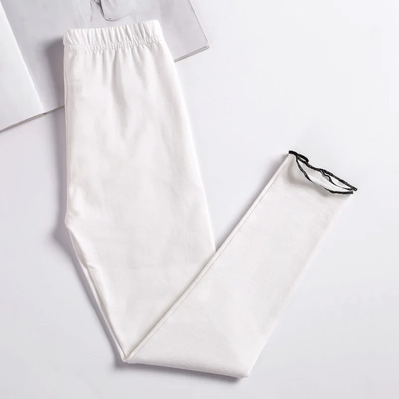WHITE leggings Леггинсы для девочек, летние хлопковые штаны для детей 6, 8, 10, 12 лет, детские леггинсы для девочек, детская одежда, Детские Капри, год, одежда для девочек-подростков - Цвет: WHITE leggings