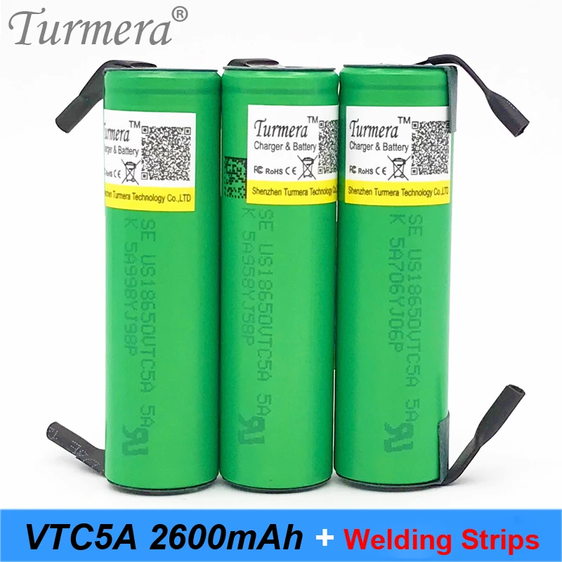 Turmera 18650 vtc5a US18650VTC5A 2600 мАч 35 Ампер 18650 сварочная лента паяльная батарея для отвертки