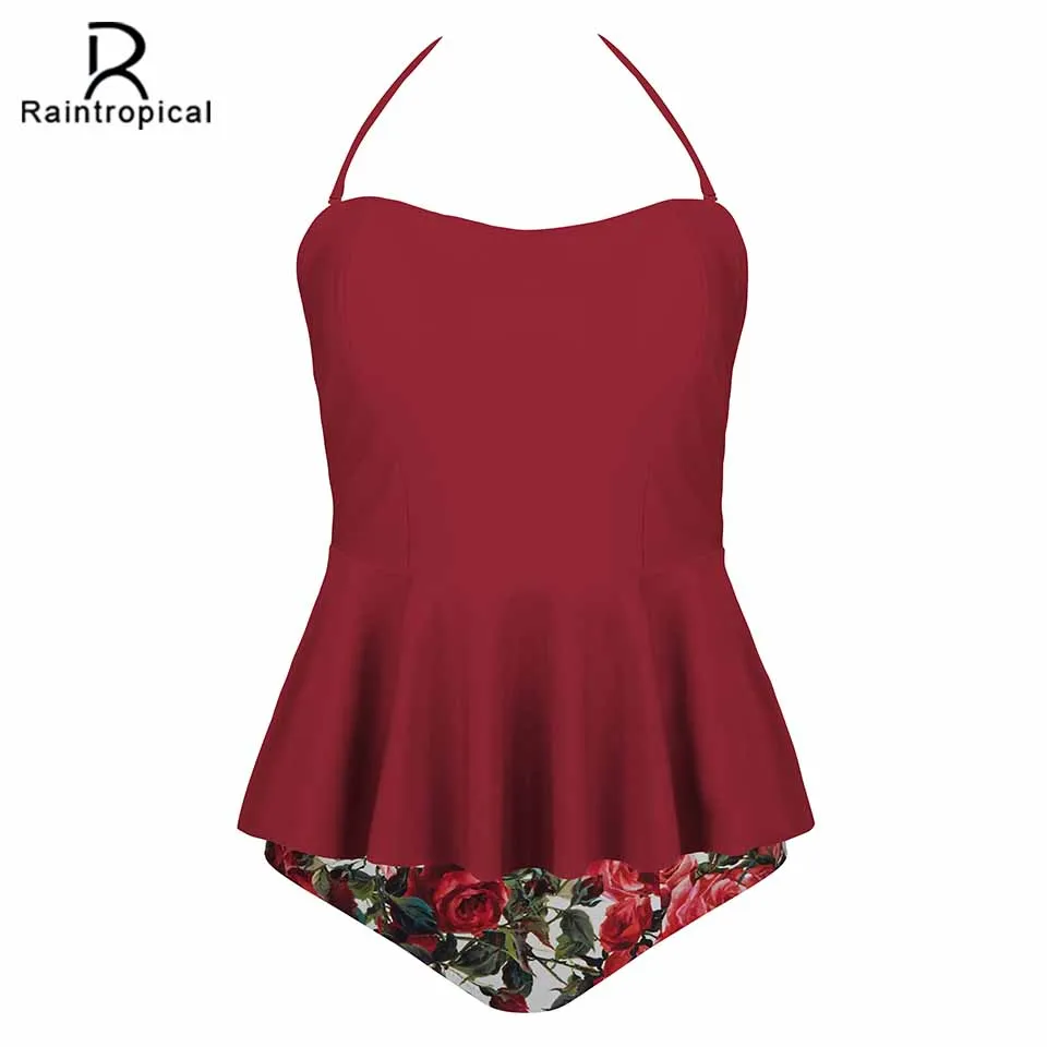 Женский купальник пуш ап Raintropical сексуальный Танкини размера плюс на бретелях