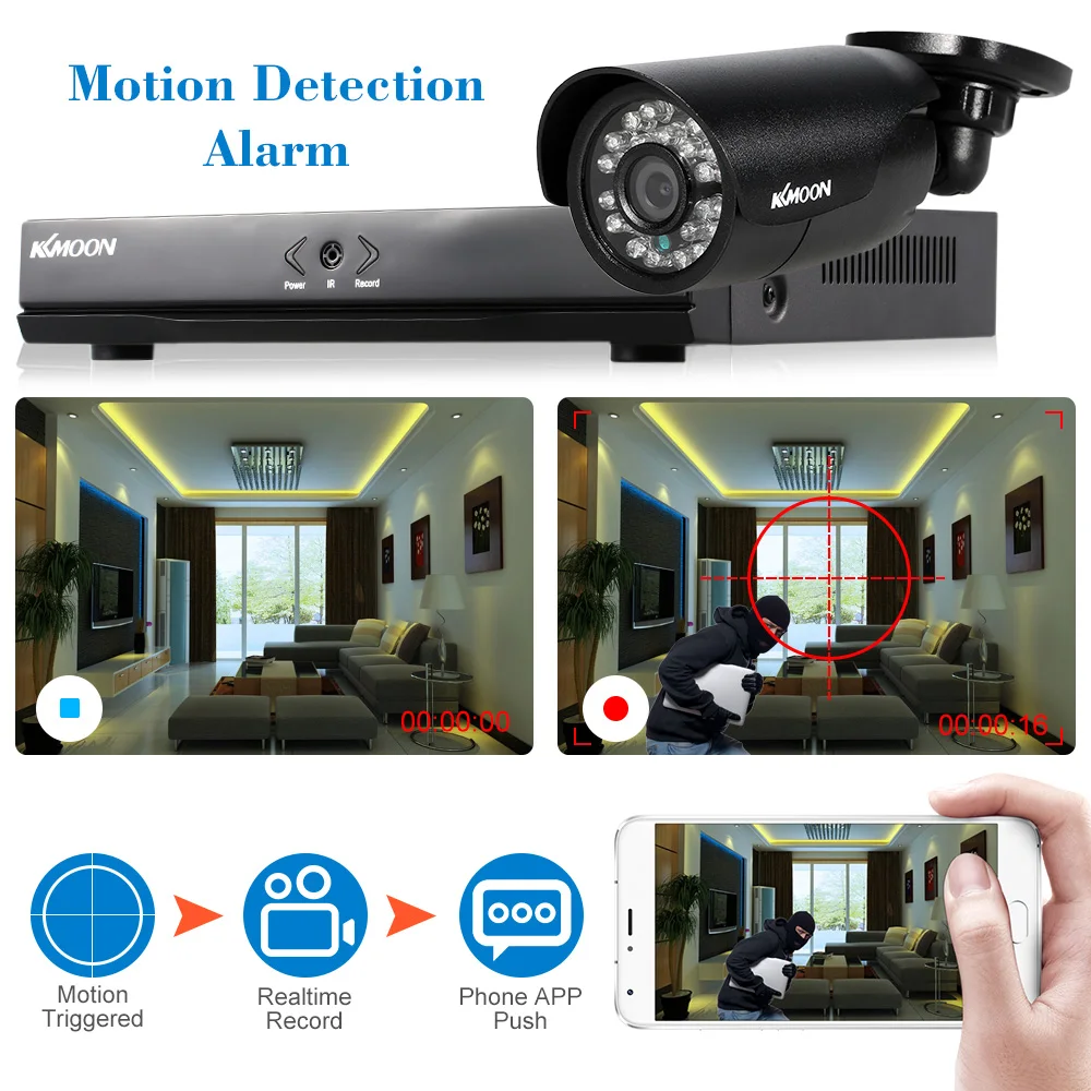 KKmoon 4CH 800TVL система видеонаблюдения наружная 4CH 960H D1 DVR 4 шт. Водонепроницаемая ИК камера безопасности домашнее видеонаблюдение 4 шт. кабели