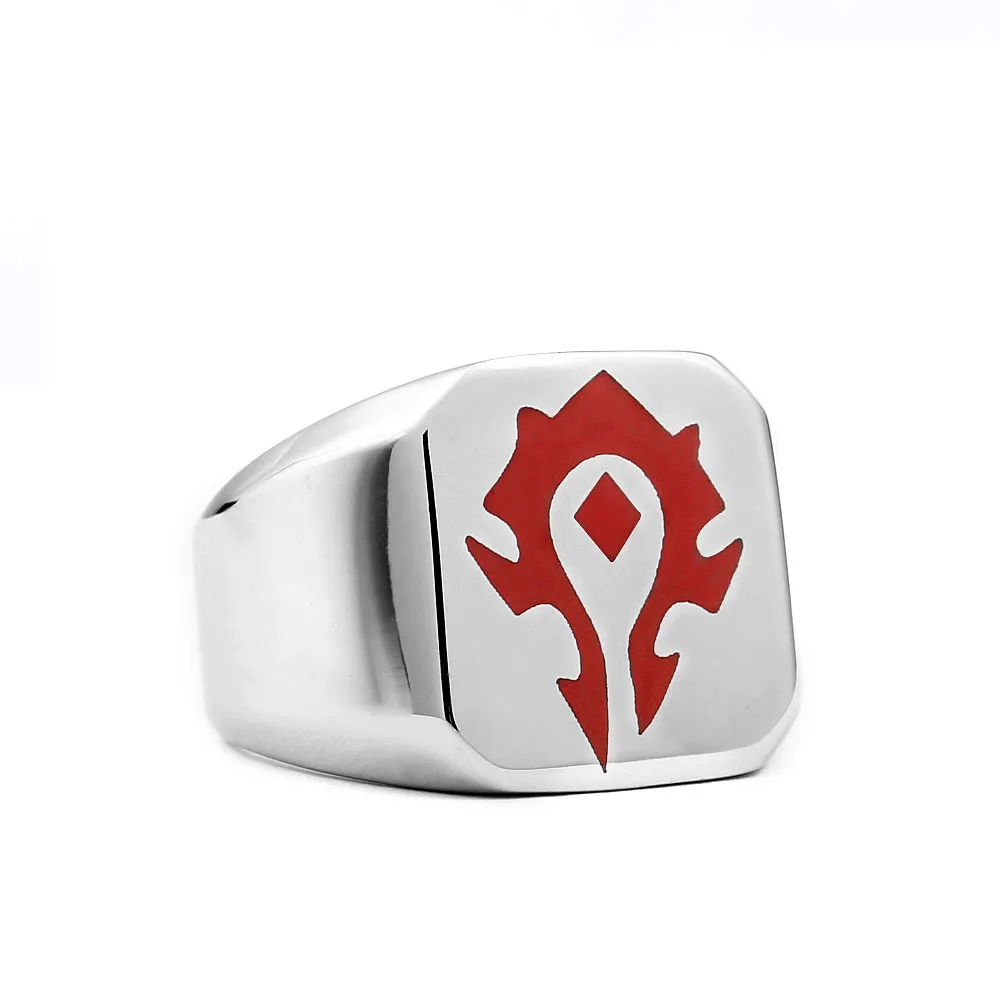 Для Орды кольца WOW Орда баннеры кольцо титановая сталь серебро дропшиппинг SP134 |
