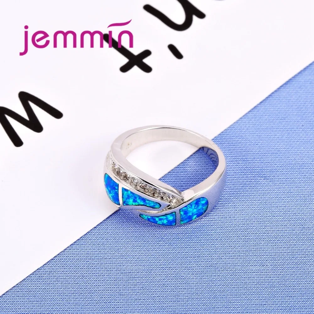 Ретро стиль полые синие огненные опаловые кольца для женщин и мужчин тонкие S925