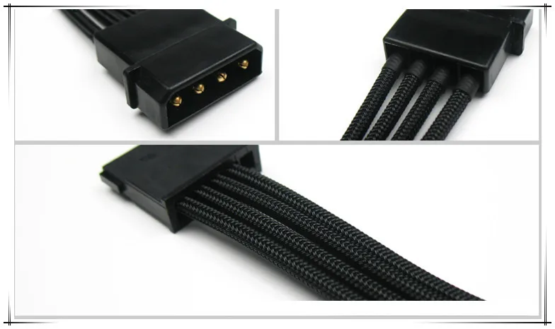 4 контактный разъем Molex для Sata адаптер/Удлинительный кабель с черным наконечником