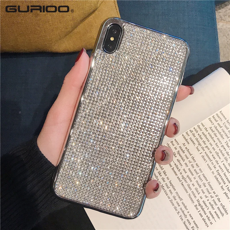 GURIOO роскошный полностью в камнях Защитная крышка для iPhone 6 6s 7 8 Plus X XR XS Max блестящее
