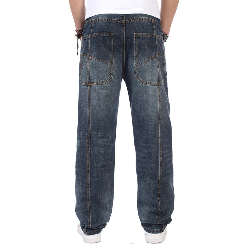 Мужские широкие джинсы брюки свободные штаны для скейтборда прямые мужские из