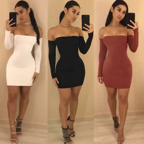 Новинка 2018 женское летнее облегающее платье с открытыми плечами и открытой