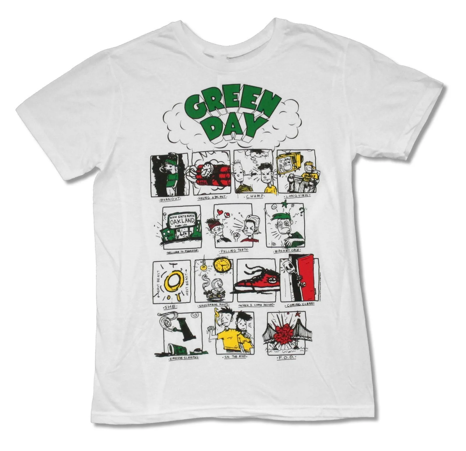 Возьмите GREEN DAY &quotдуки песни&quot Белый SLIM FIT Футболка Новый Официальный взрослых в