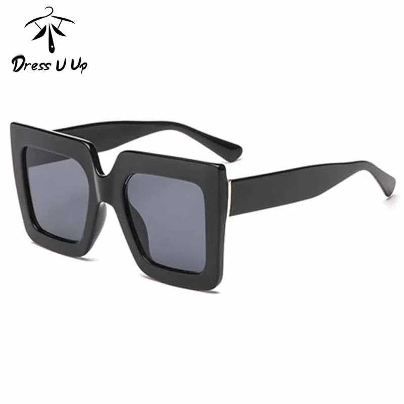 

DRESSUUP Men And Women Sunglasses New European And American Brand Design Two-Color Transparent Square Large Frame Glasses UV400